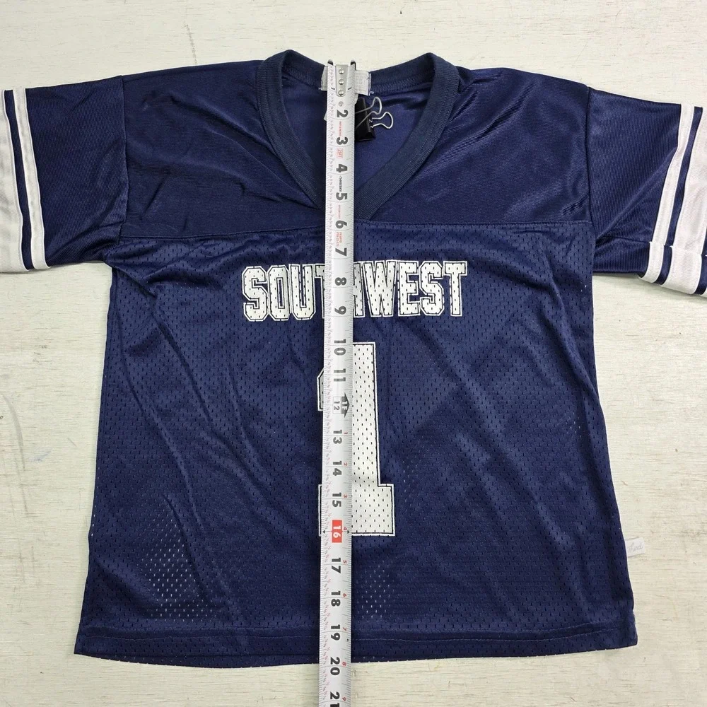 Vintage Southwest Blue Mesh Football Jersey Third Street Youth‎ Boys M 10/12 USA